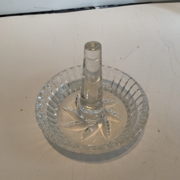 Vintage crystal bell and crystal ring holder for your bedroom dresser-  used - Picture 5 of 7